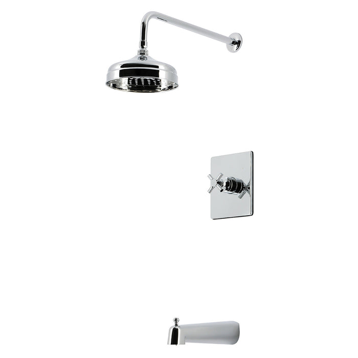 Kingston Convergent KB6341KNX Knurled Single-Handle Pressure Balanced Tub and Shower Faucet, Polished Chrome