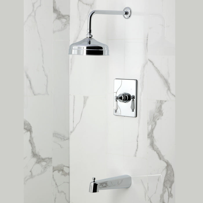 Kingston Tulare KB6341PL - Demure Single-Handle Pressure Balanced Tub and Shower Faucet, Polished Chrome