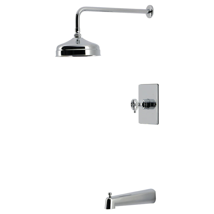 Kingston Levante KB6341RNK Knurled Single-Handle Pressure Balanced Tub and Shower Faucet, Polished Chrome
