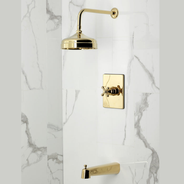 Kingston Tulare KB6342AX - Revival Single-Handle Pressure Balanced Tub and Shower Faucet, Polished Brass