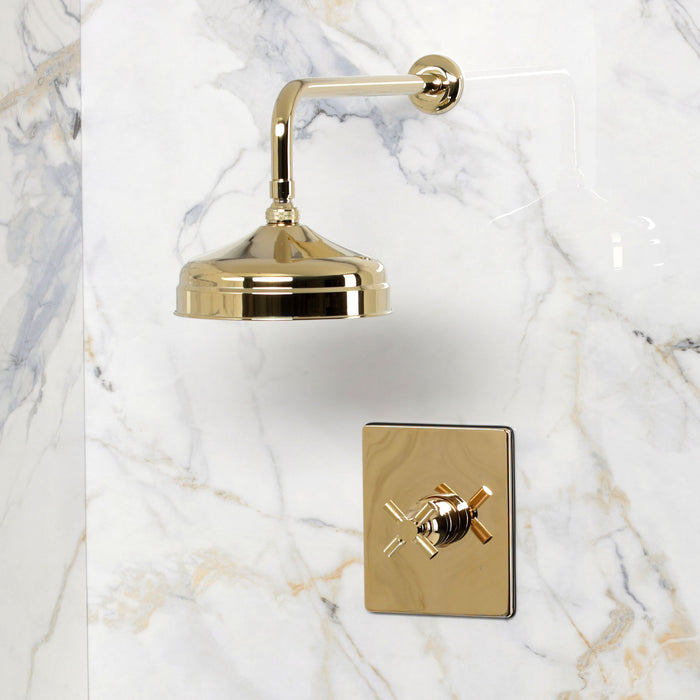 Kingston Convergent KB6342KNXSO Knurled Single-Handle Pressure Balanced Shower Faucet, Polished Brass