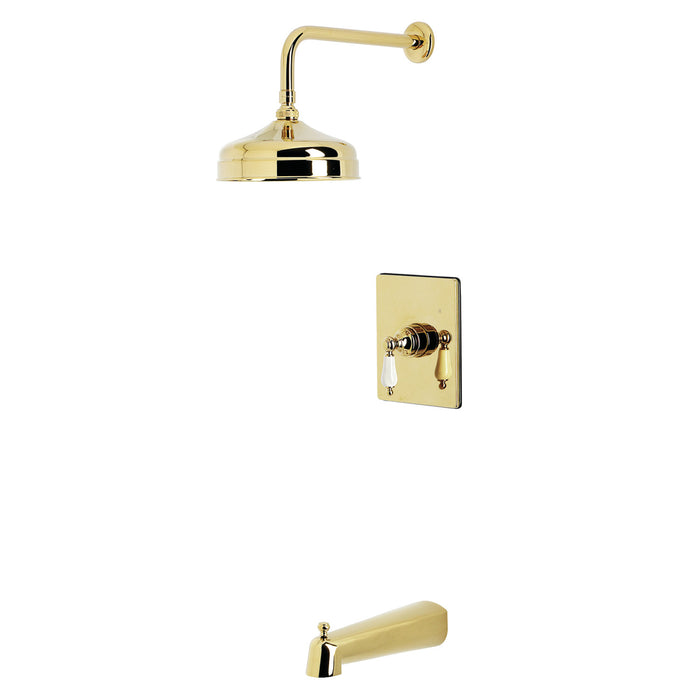 Kingston Tulare KB6342PL - Demure Single-Handle Pressure Balanced Tub and Shower Faucet, Polished Brass