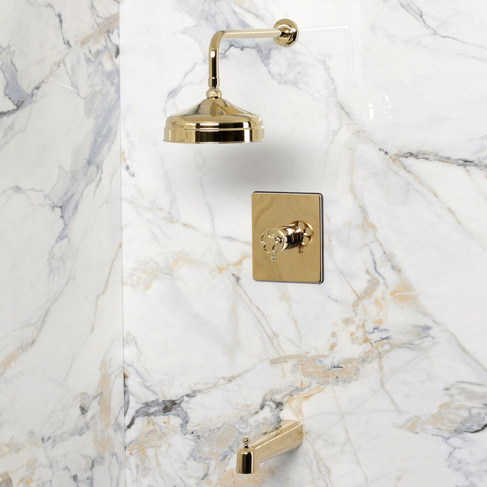 Kingston Webb KB6342RKX Single-Handle Pressure Balanced Tub and Shower Faucet, Polished Brass