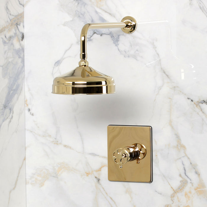 Kingston Wendell KB6342RKZSO Knurled Single-Handle Pressure Balanced Shower Faucet, Polished Brass