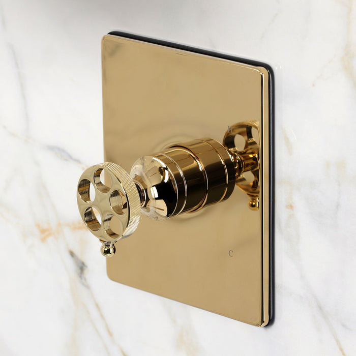 Kingston Wendell KB6342RKZSO Knurled Single-Handle Pressure Balanced Shower Faucet, Polished Brass