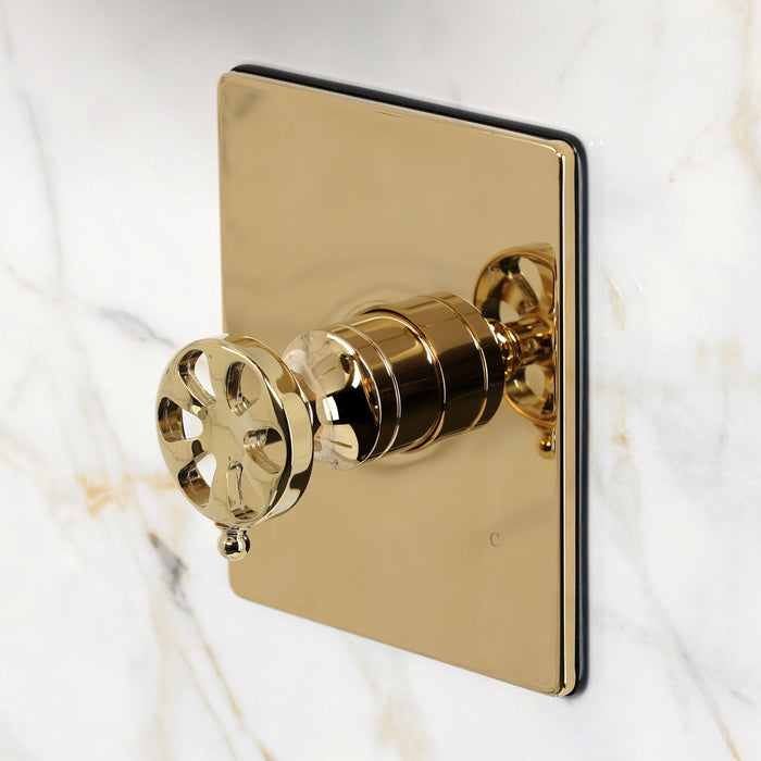 Kingston Belknap KB6342RX Single-Handle Pressure Balanced Tub and Shower Faucet, Polished Brass