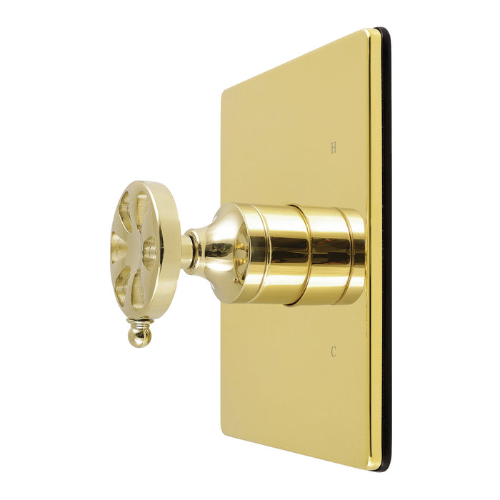 Kingston Belknap KB6342RXE Single-Handle Pressure Balanced Shower Valve Trim Kit, Polished Brass