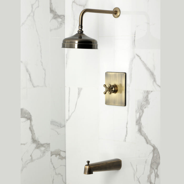 Kingston Tulare KB6343AX - Revival Single-Handle Pressure Balanced Tub and Shower Faucet, Antique Brass