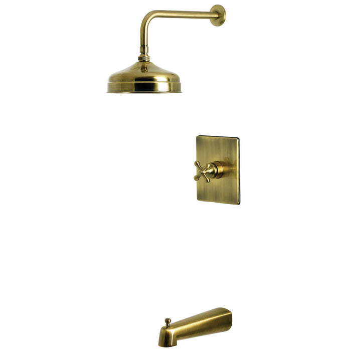 Kingston Tulare KB6343AX - Revival Single-Handle Pressure Balanced Tub and Shower Faucet, Antique Brass
