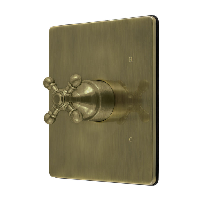 Kingston Metropolitan KB6343BXE Single-Handle Pressure Balanced Tub and Shower Faucet Valve and Trim Kit, Antique Brass (Valve Included)