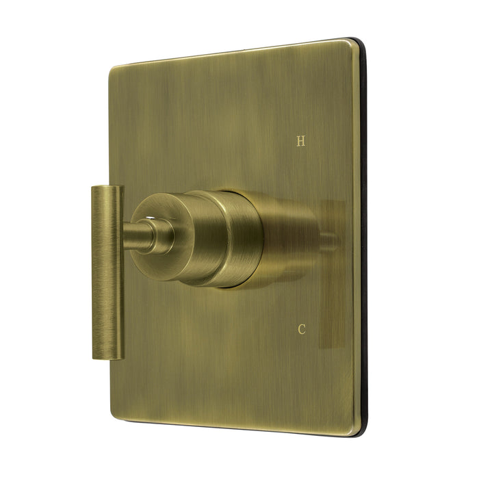 Kingston Manhattan KB6343CMLE Single-Handle Pressure Balanced Tub and Shower Faucet Valve and Trim Kit, Antique Brass (Valve Included)
