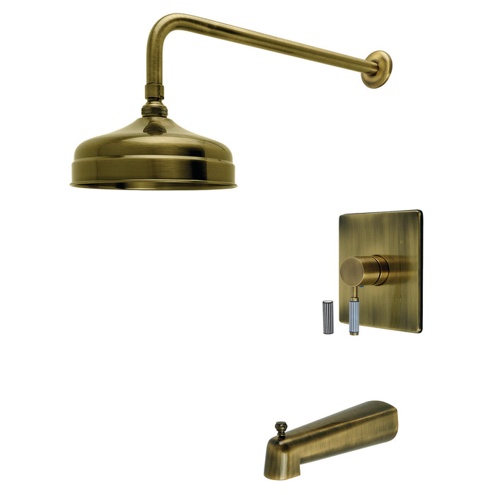 Kingston Verona KB6343KPS Single-Handle Pressure Balanced Tub and Shower Faucet, Antique Brass