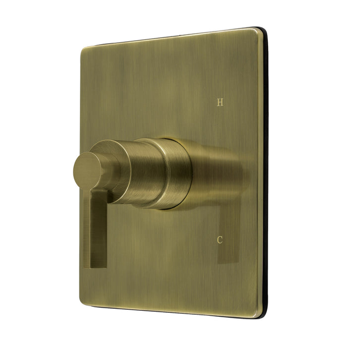 Kingston NuvoFusion KB6343NDLE Single-Handle Pressure Balanced Tub and Shower Faucet Valve and Trim Kit, Antique Brass (Valve Included)