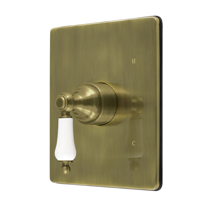 Kingston Demure KB6343PLE Single-Handle Pressure Balanced Tub and Shower Faucet Valve and Trim Kit, Antique Brass (Valve Included)