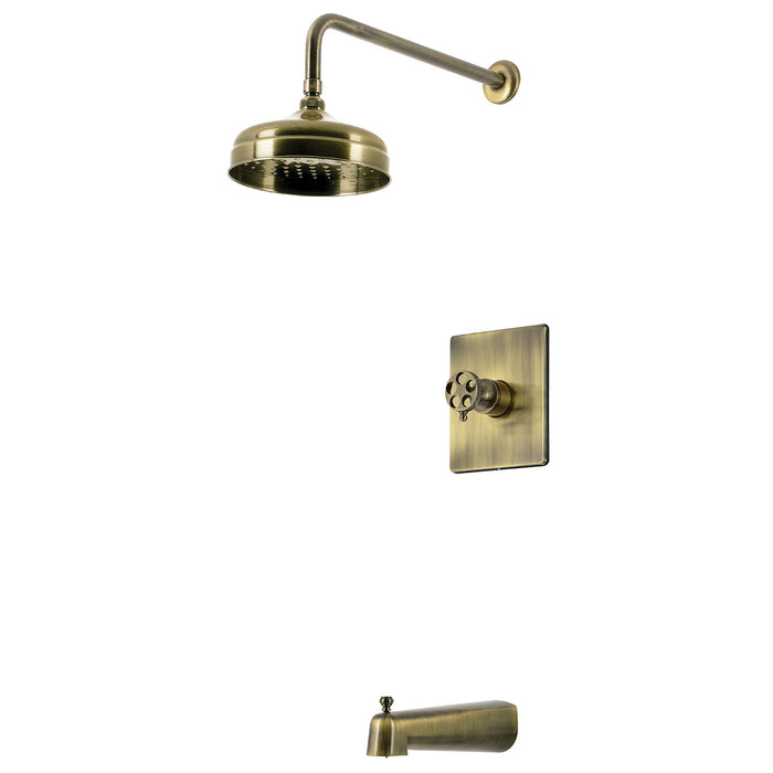 Kingston Webb KB6343RKX Single-Handle Pressure Balanced Tub and Shower Faucet, Antique Brass