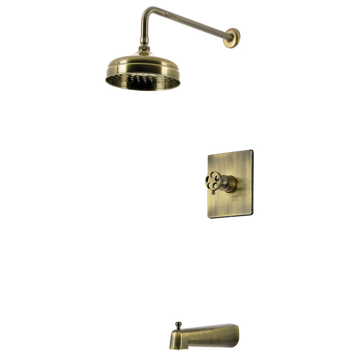 Kingston Wendell KB6343RKZ Knurled Single-Handle Pressure Balanced Tub and Shower Faucet, Antique Brass