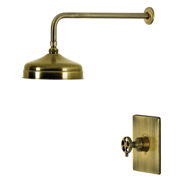 Kingston Wendell KB6343RKZSO Knurled Single-Handle Pressure Balanced Shower Faucet, Antique Brass