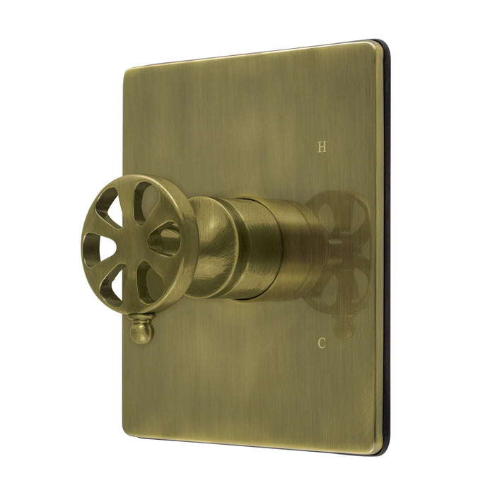 Kingston Belknap KB6343RXE Single-Handle Pressure Balanced Tub and Shower Faucet Valve and Trim Kit, Antique Brass (Valve Included)