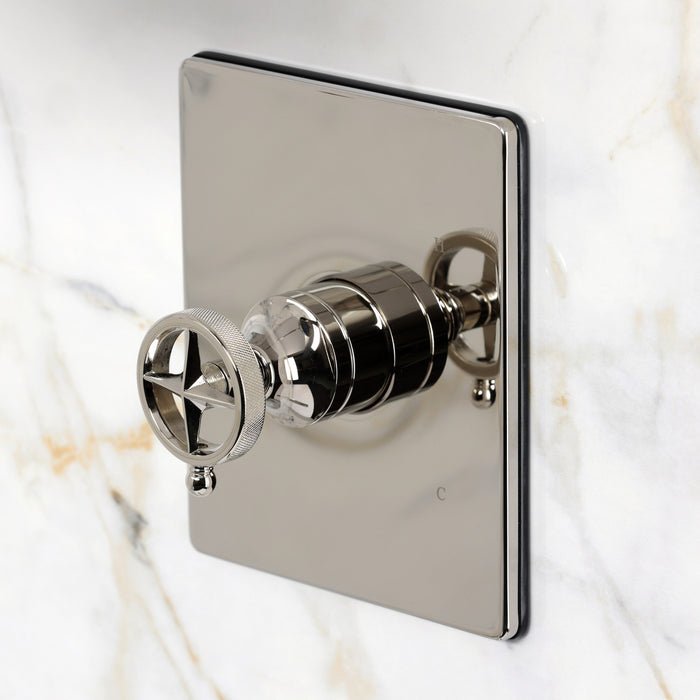 Kingston Levante KB6346RNKSO Knurled Single-Handle Pressure Balanced Shower Faucet, Polished Nickel