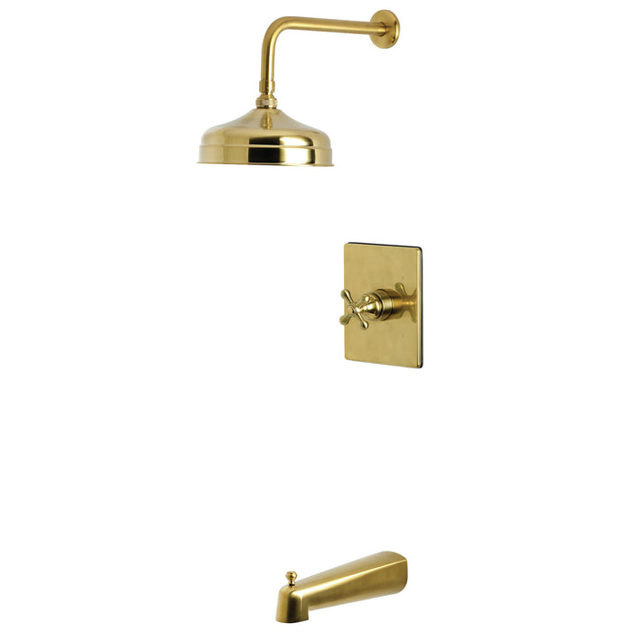 Kingston Tulare KB6347AX - Revival Single-Handle Pressure Balanced Tub and Shower Faucet, Brushed Brass