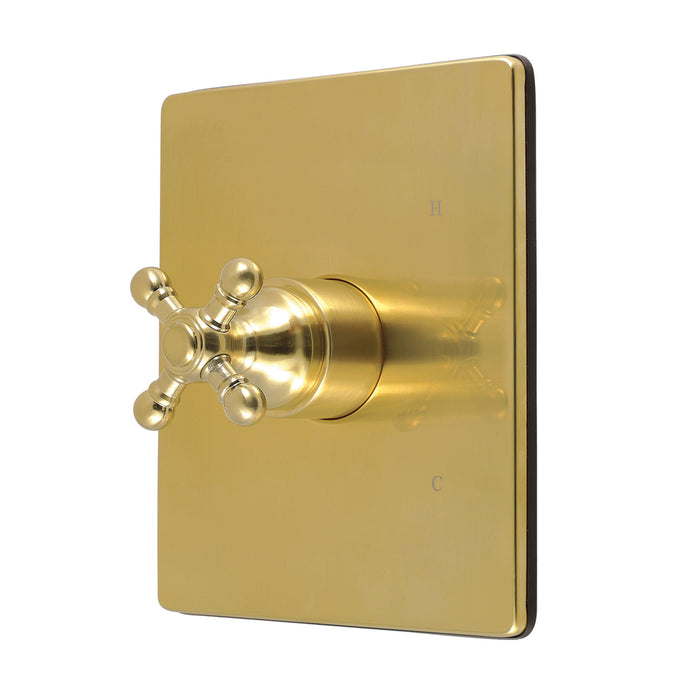 Kingston Metropolitan KB6347BXE Single-Handle Pressure Balanced Tub and Shower Faucet Valve and Trim Kit, Brushed Brass (Valve Included)