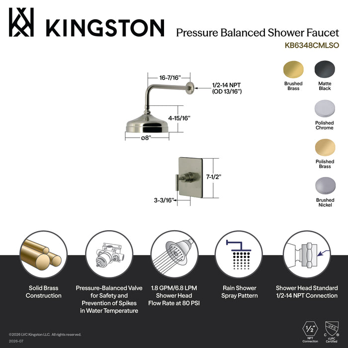 Kingston Manhattan KB6347CMLSO Single-Handle Pressure Balanced Shower Faucet, Brushed Brass