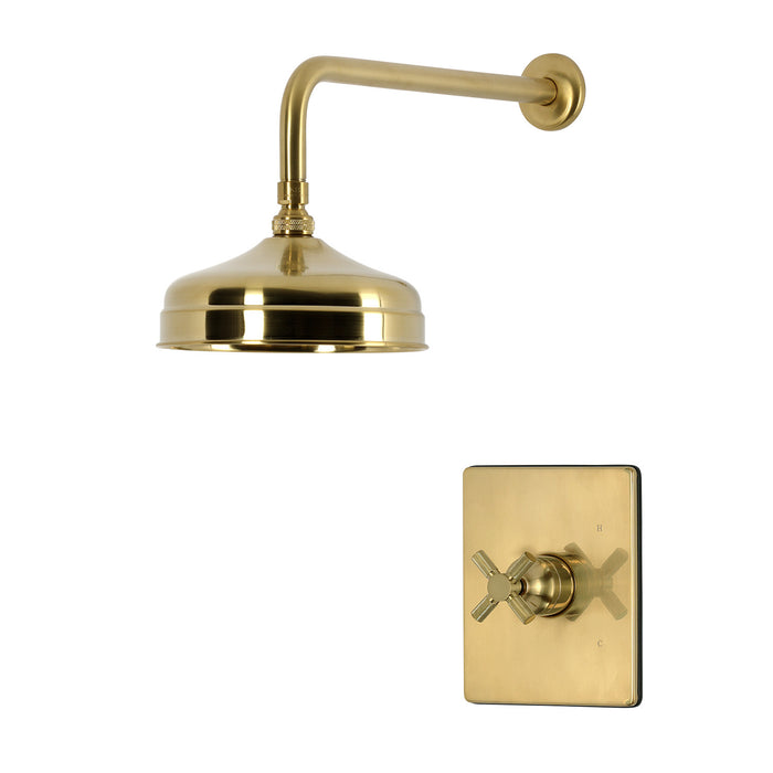 Kingston Convergent KB6347KNXSO Knurled Single-Handle Pressure Balanced Shower Faucet, Brushed Brass