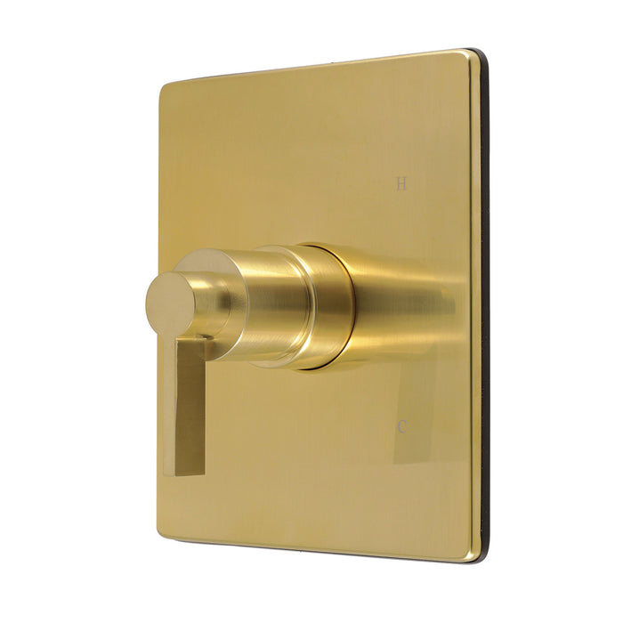 Kingston NuvoFusion KB6347NDLE Single-Handle Pressure Balanced Tub and Shower Faucet Valve and Trim Kit, Brushed Brass (Valve Included)