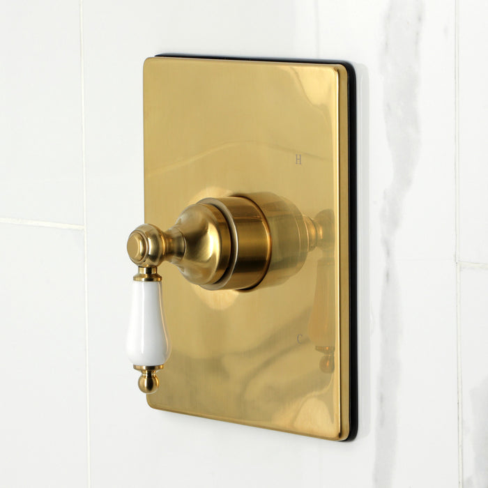 Kingston Tulare KB6347PL - Demure Single-Handle Pressure Balanced Tub and Shower Faucet, Brushed Brass