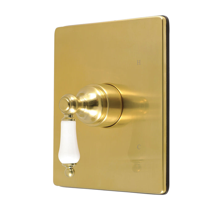 Kingston Demure KB6347PLE Single-Handle Pressure Balanced Tub and Shower Faucet Valve and Trim Kit, Brushed Brass (Valve Included)