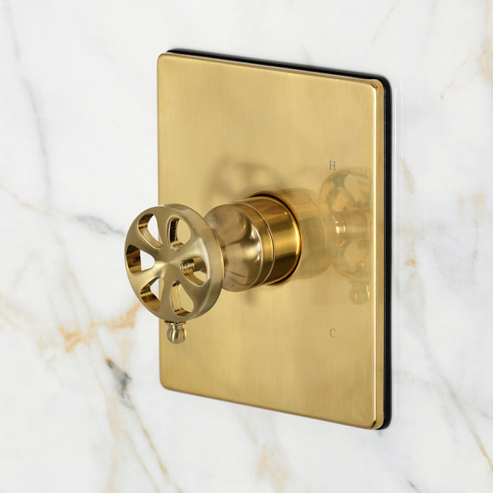 Kingston Belknap KB6347RXSO Single-Handle Pressure Balanced Shower Faucet, Brushed Brass