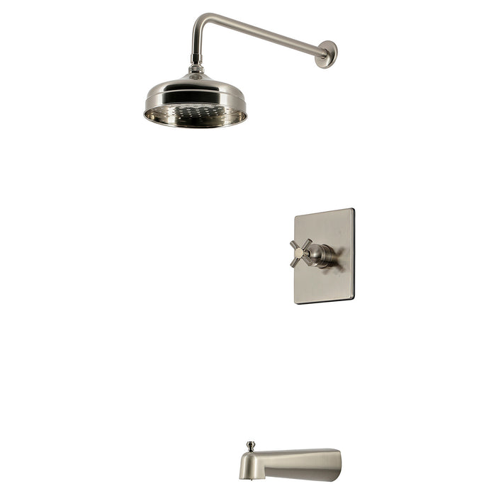 Kingston Convergent KB6348KNX Knurled Single-Handle Pressure Balanced Tub and Shower Faucet, Brushed Nickel