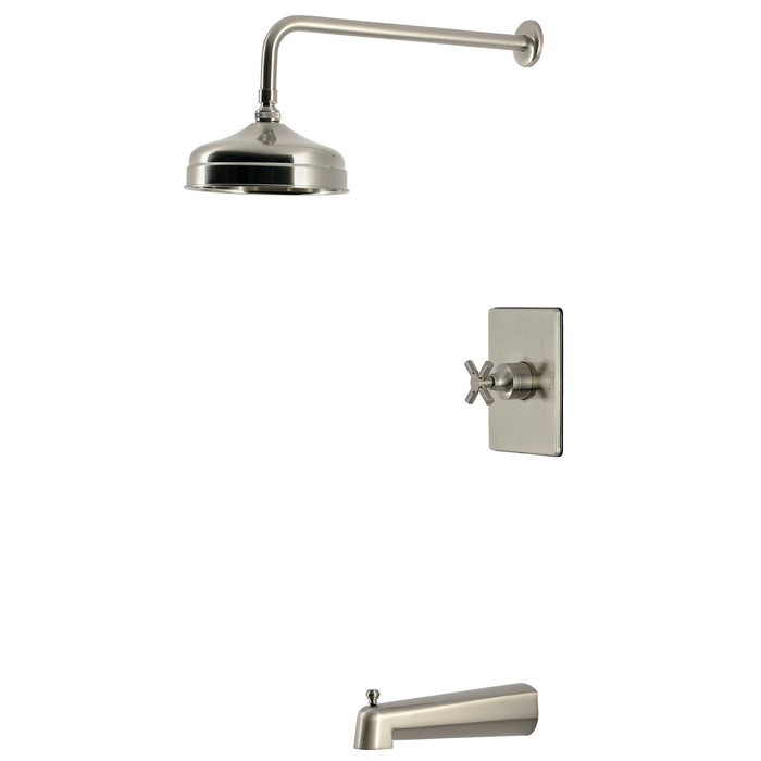 Kingston Convergent KB6348KNX Knurled Single-Handle Pressure Balanced Tub and Shower Faucet, Brushed Nickel