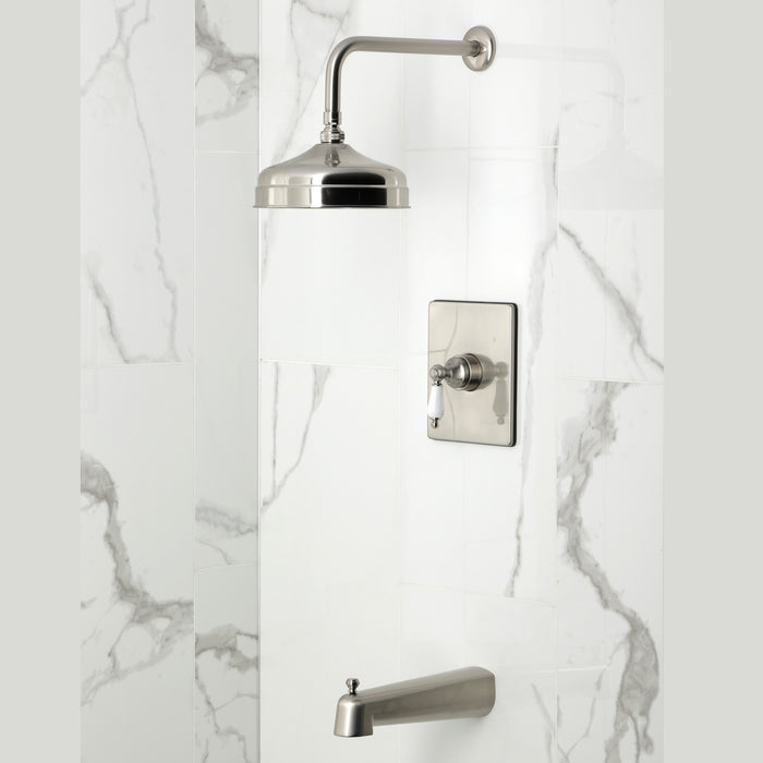 Kingston Tulare KB6348PL - Demure Single-Handle Pressure Balanced Tub and Shower Faucet, Brushed Nickel