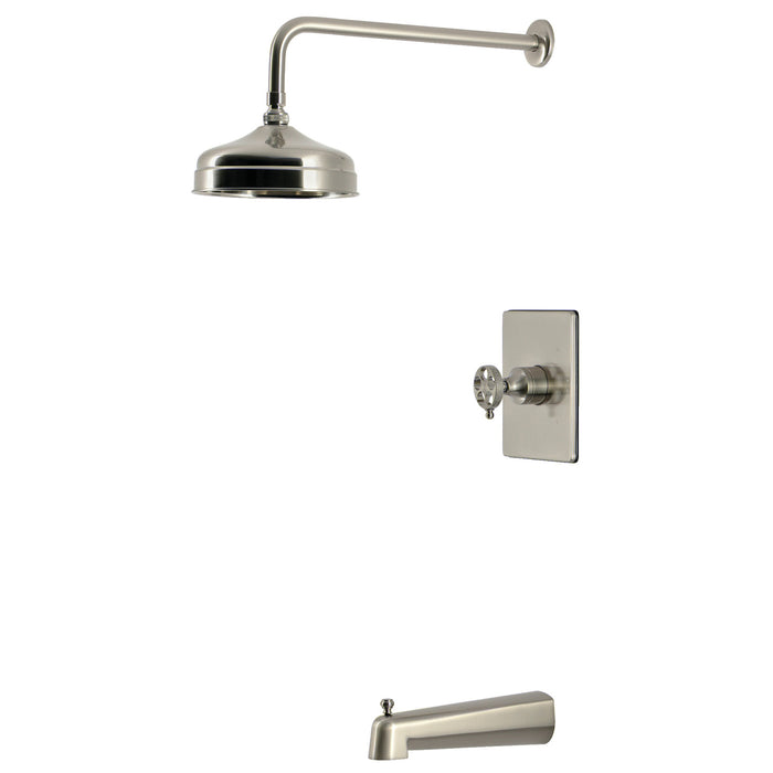 Kingston Webb KB6348RKX Single-Handle Pressure Balanced Tub and Shower Faucet, Brushed Nickel
