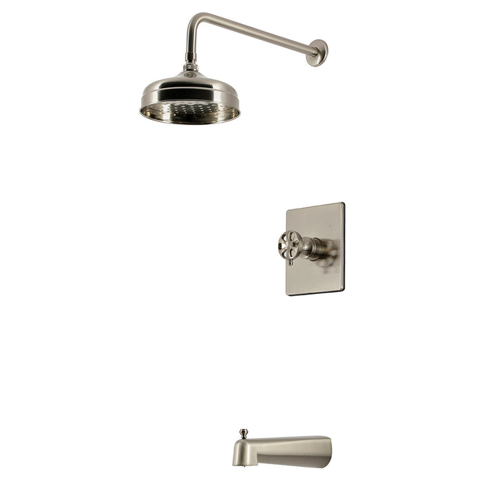 Kingston Belknap KB6348RX Single-Handle Pressure Balanced Tub and Shower Faucet, Brushed Nickel