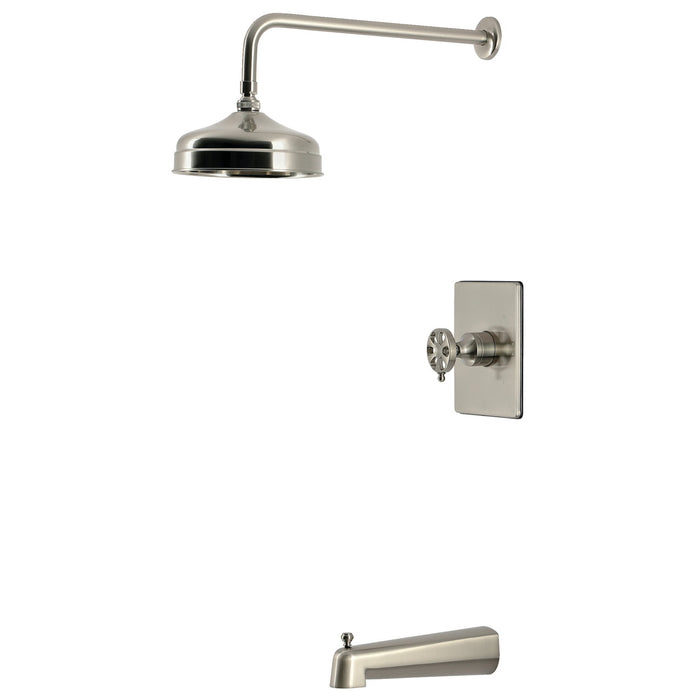 Kingston Belknap KB6348RX Single-Handle Pressure Balanced Tub and Shower Faucet, Brushed Nickel