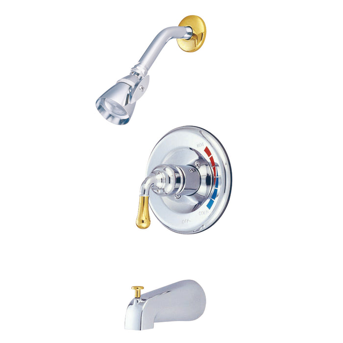 Kingston Tulare KB634T - Magellan Single-Handle Pressure Balanced Tub and Shower Faucet, Trim Only, Polished Chrome/Polished Brass