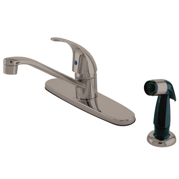 Kingston Tulare KB6578LL - Legacy One-Handle 4-Hole 8" Centerset Kitchen Faucet with Side Sprayer, Brushed Nickel