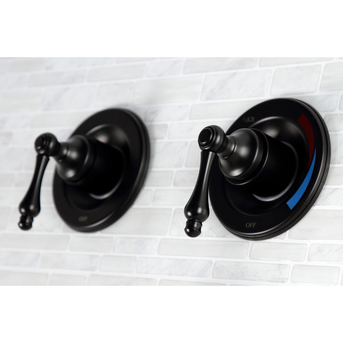 Kingston Heirloom KB660AL - Vintage Double-Handle Pressure Balanced Tub and Shower Faucet, Matte Black