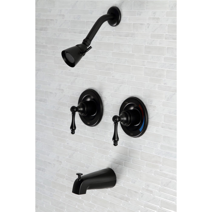 Kingston Heirloom KB660AL - Vintage Double-Handle Pressure Balanced Tub and Shower Faucet, Matte Black