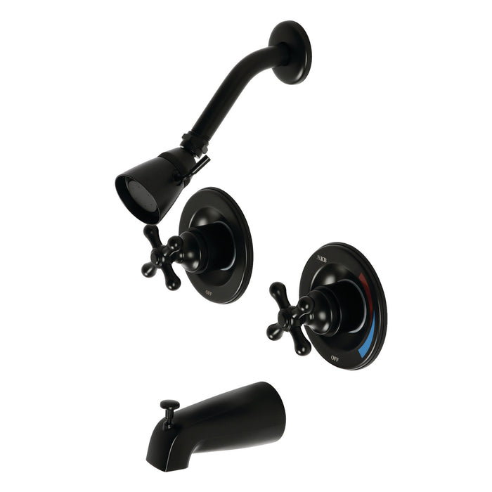Kingston Heirloom KB660AX - Vintage Double-Handle Pressure Balanced Tub and Shower Faucet, Matte Black