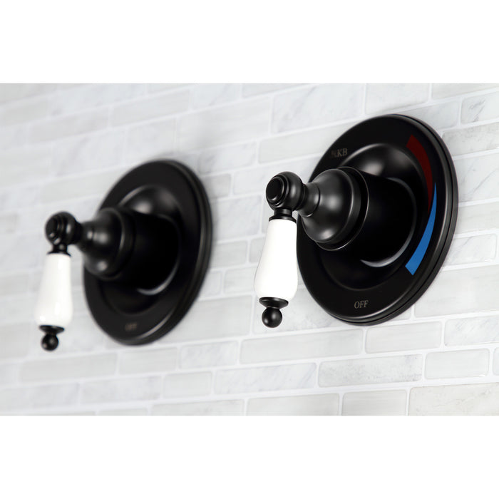 Kingston Heirloom KB660PL - Vintage Double-Handle Pressure Balanced Tub and Shower Faucet, Matte Black