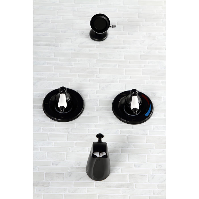 Kingston Heirloom KB660PL - Vintage Double-Handle Pressure Balanced Tub and Shower Faucet, Matte Black