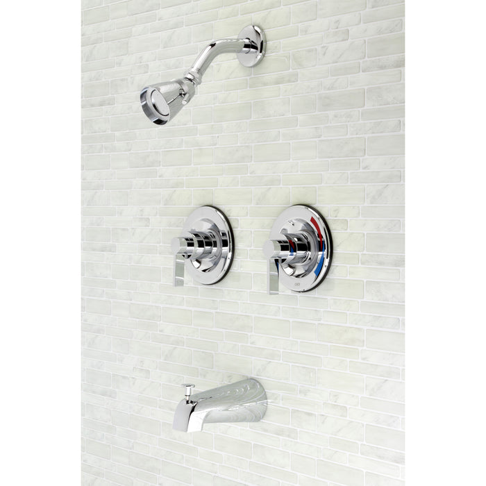 Kingston Sona KB661NDL - NuvoFusion Double-Handle Pressure Balanced Tub and Shower Faucet, Polished Chrome