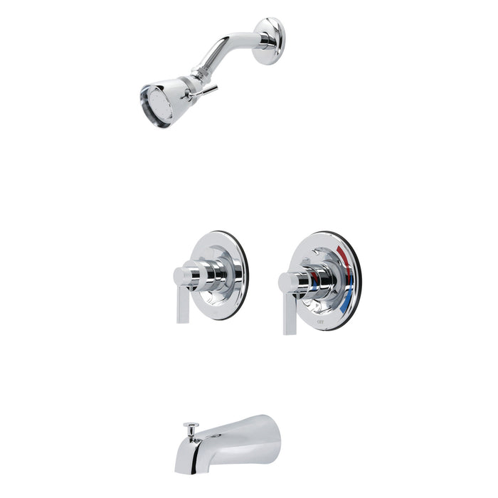 Kingston Sona KB661NDL - NuvoFusion Double-Handle Pressure Balanced Tub and Shower Faucet, Polished Chrome