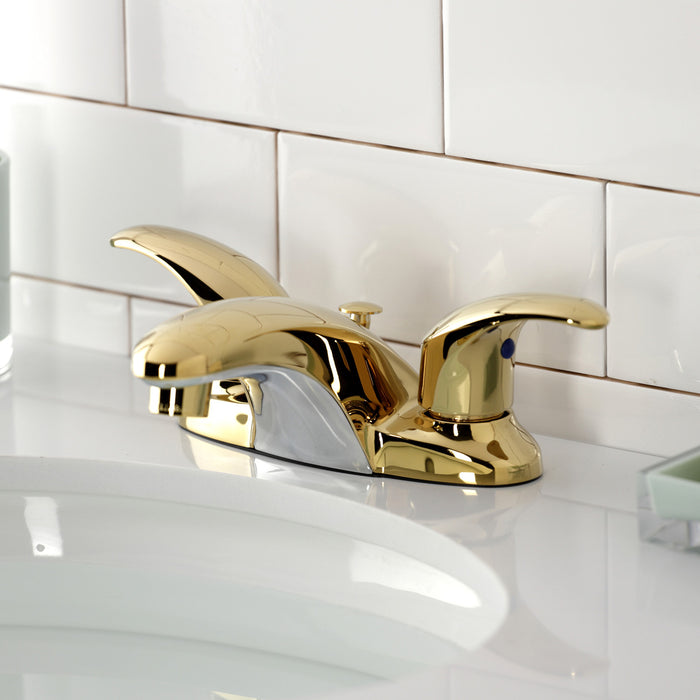 Kingston Tulare KB6622LL - Legacy Double-Handle 3-Hole Deck Mount 4-Inch Centerset Bathroom Faucet with Pop-Up Drain, Polished Brass