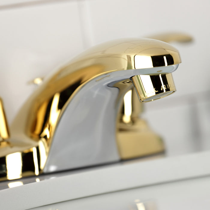 Kingston Tulare KB6622LL - Legacy Double-Handle 3-Hole Deck Mount 4-Inch Centerset Bathroom Faucet with Pop-Up Drain, Polished Brass