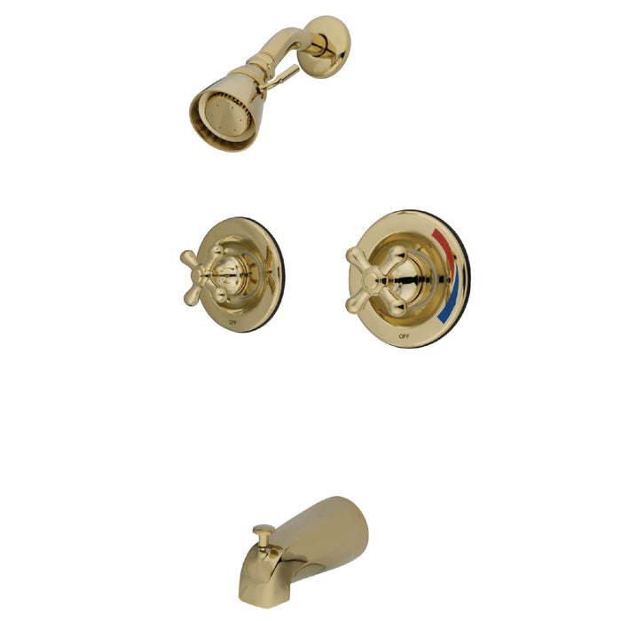 Kingston Heirloom KB662AX - Vintage Double-Handle Pressure Balanced Tub and Shower Faucet, Polished Brass