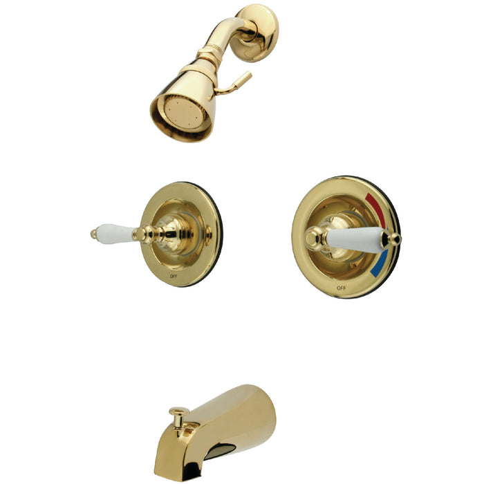 Kingston Heirloom KB662PL - Vintage Double-Handle Pressure Balanced Tub and Shower Faucet, Polished Brass